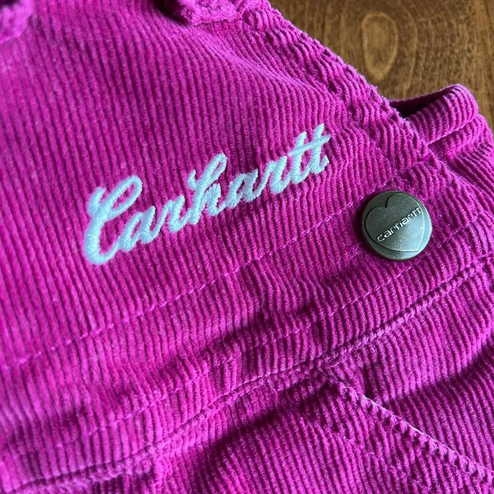 Carhartt magenta corduroy overalls 12m